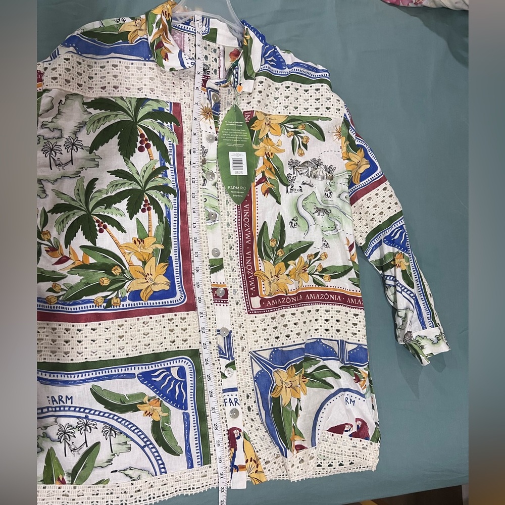 FARM Rio Colorful Botanical Button-Down Shirt - Picture 8 of 8